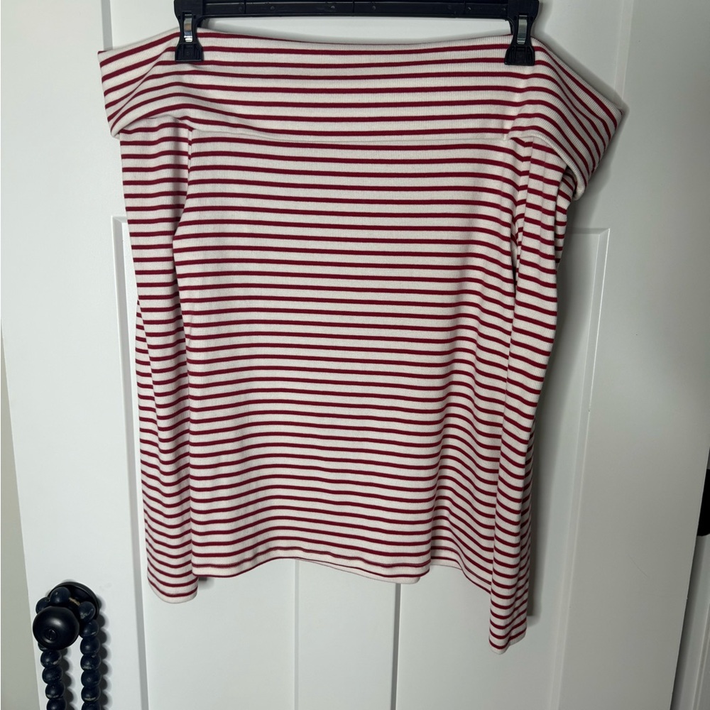 GAP Red and White Striped Off the Shoulder Top